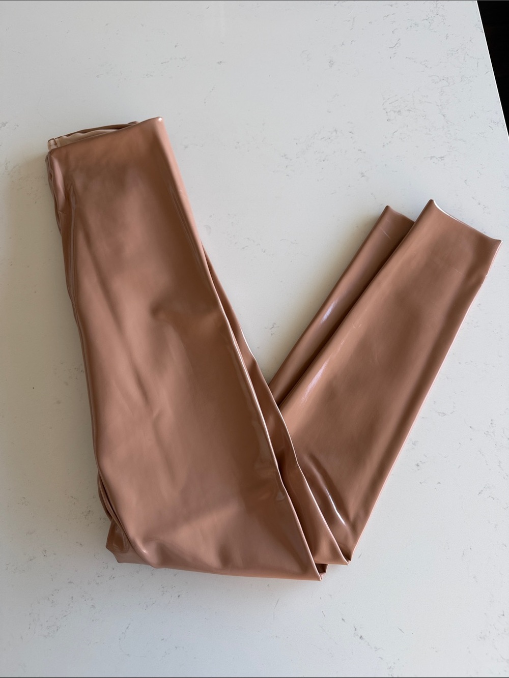 Worn once! Commando Faux-Leather Leggings in Nude Brown